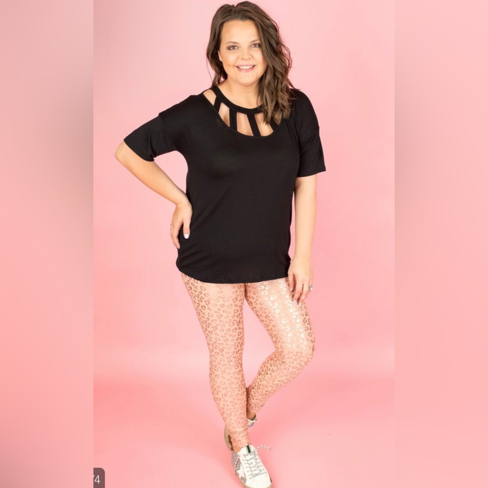 BiBi black scoop caged top size medium